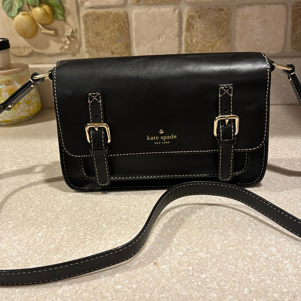 Kate Spade black leather crossbody purse.